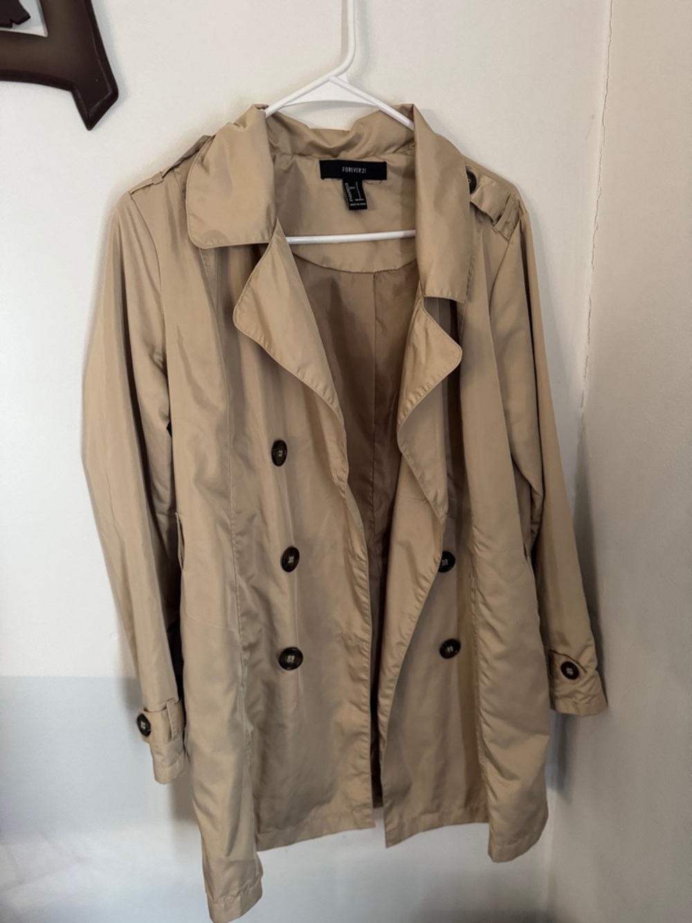 Forever 21 Tan Double-Breasted Trench Coat